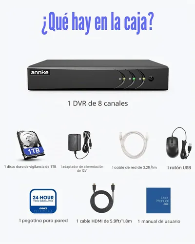 Vista 9 de ANNKE 3K Lite 8CH Híbrido 5-en-1 Seguridad Digital Grabador de Vídeo, 1TB HDD