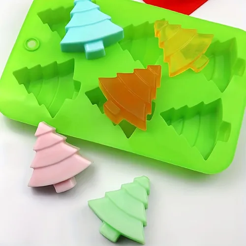Vista 2 de 2 moldes de silicona para árbol de Navidad, 6 cavidades antiadherentes para árbol de Navidad, moldes para pastel de chocolate, para hacer dulces