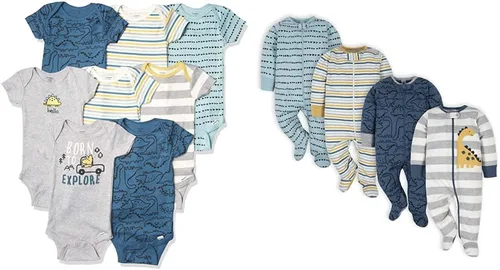 Vista 8 de Gerber Paquete de 8 mamelucos de manga corta y paquete de 4 ropa Sleep 'N Play Animales (Animals)