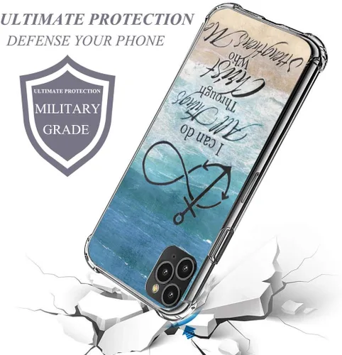 Vista 5 de Funda de gel de silicona para iPhone 12 Pro Max, Anchor Christian, protección delgada a prueba de caídas, absorción de golpes, biseles elevados