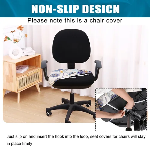 Vista 3 de Smiry Fundas de asiento impresas para silla de computadora de oficina, ajuste elástico, universal para silla giratoria de escritorio, lavables, Beige