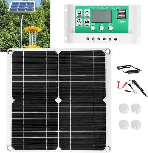 Vista 8 de Kit de panel solar de 40 W 18 V, doble puerto USB monocristalino de silicio flexible con controlador de carga solar de 60 A para ciclismo