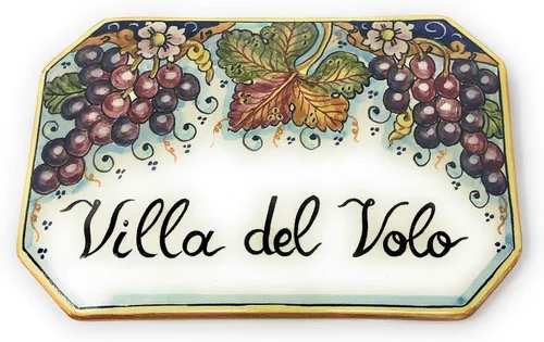 Vista 2 de CERAMICHE D'ARTE PARRINI - Azulejo de cerámica italiana de cerámica personalizada Número de casa placas de dirección cívica decoradas uva pintada a