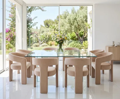 Vista 35 de RIVOVA Silla de comedor moderna de barril, silla lateral acolchada en lino con brazos cómoda para tocador, silla para comedor, sala de estar
