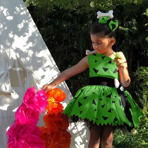 Vista 5 de Disfraz de Halloween para niñas pequeñas, vestido de tul de malla, trajes de princesa (verde, de 12 a 18 meses)