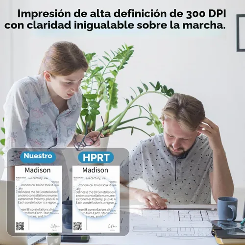 Vista 7 de HPRT Impresora portátil inalámbrica para viajes, impresora térmica sin MT610-gris+10hojas