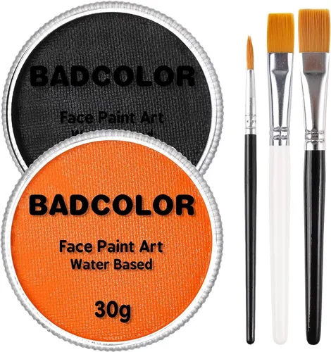 Vista 11 de Juego de pintura facial de camuflaje negro verde marrón con pinceles, kit de pintura facial a base de agua para camuflaje militar, caza y paintball
