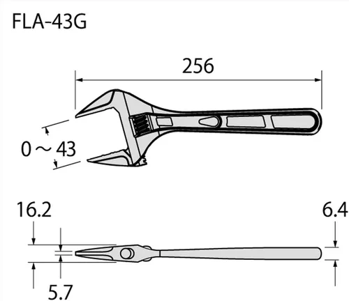 Vista 7 de Fujiya Herramientas, FLA-43G-F, llave ajustable