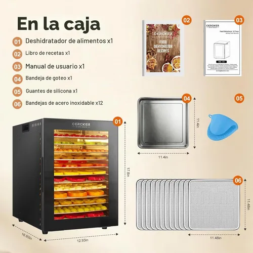 Vista 8 de Máquina de deshidratador de alimentos 12 bandejas de acero inoxidable