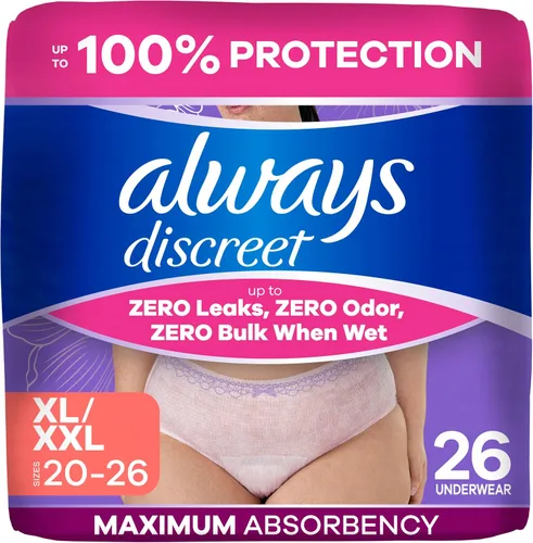 Vista 16 de Always Discreet Ropa interior para incontinencia adulta para mujeres y ropa interior posparto, pequeña/mediana, hasta 100% protección contra fugas
