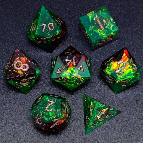 Vista 35 de Mini Planet RPG DND - Juego de mesa poliédrico de resina de borde afilado de Dungeons and Dragons, hecho a mano, 7 piezas (dinosaurio 3D)