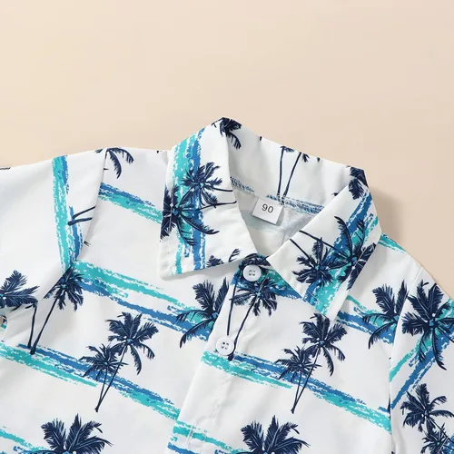 Vista 4 de fhutpw Ropa para bebé y niño pequeño 2T 3T 4T 5T Verano Niños Conjunto de camisa de manga corta con botones y pantalones cortos