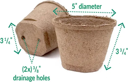 Vista 3 de Jiffy Macetas de turba biodegradables para plántulas, 5 pulgadas, paquete
