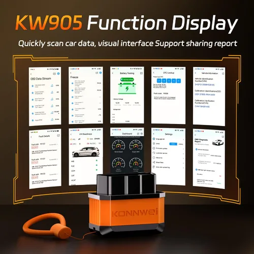 Vista 4 de KONNWEI Escáner OBD2 Bluetooth 5.2, herramienta de diagnóstico de escáner de coche inalámbrico para iOS y Android para pruebas de rendimiento