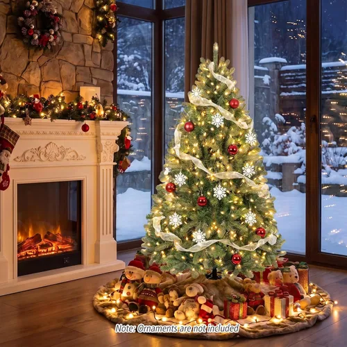 Vista 2 de Goplus Árbol de Navidad de abeto artificial preiluminado de 4.5 pies con Rosa