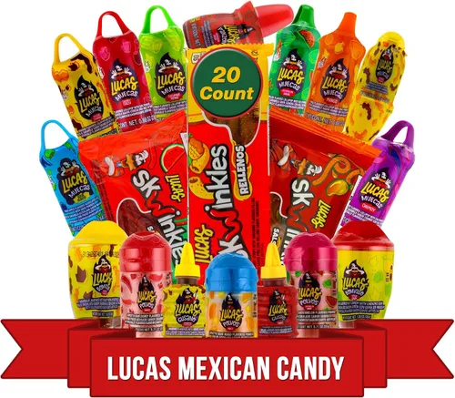 Vista 9 de Mezcla de dulces mexicanos Lucas (14 unidades) Variedad de agrios, dulces, picantes, incluye Lucas Skwinkles, Pelucas, Lucas Muecas, Baby Lucas
