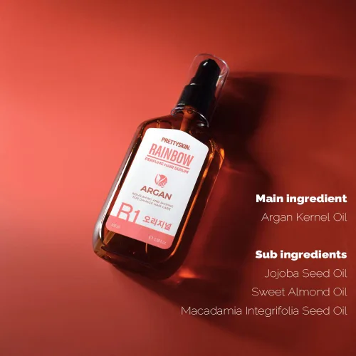 Vista 2 de PRETTYSKIN Rainbow Perfume Suero vegano para el cabello con aceite de argán, aceite de almendras dulces, aceite de jojoba, aceite de macadamia