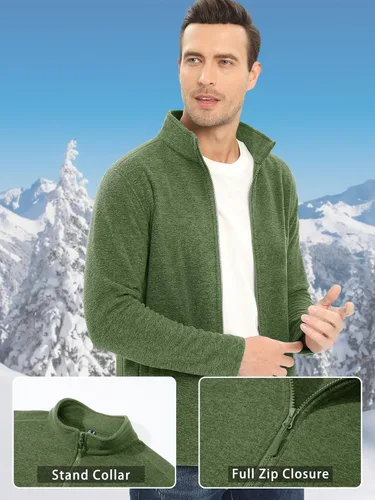 Vista 5 de TACVASEN Chaquetas de forro polar para hombre, chaqueta ligera con cremallera completa, abrigos casuales suaves y cálidos con bolsillos