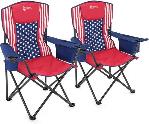 Vista 14 de ARROWHEAD OUTDOOR Silla plegable portátil de lujo para campamento con reposacabezas, portavasos y vidrio, enfriador de 6 latas, bolsa de transporte