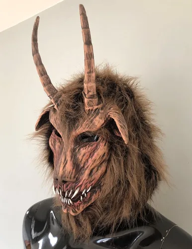 Vista 7 de Disfraz completo de máscara y piernas de diablo de cabra con cuernos de Zagone