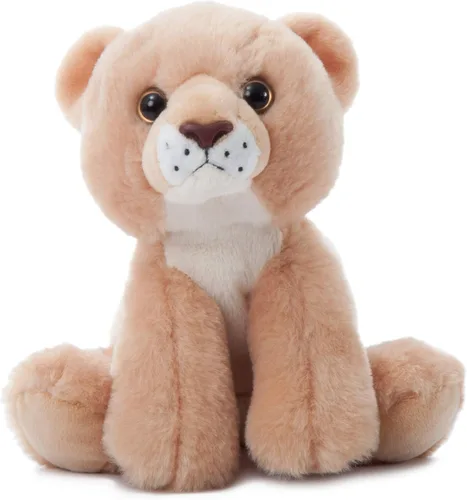 Vista 2 de The Petting Zoo Peluche de leona, regalos para niños, animales salvajes del zoológico Onez, juguete de peluche de leona de 9 pulgadas