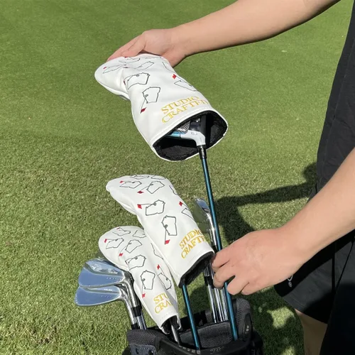Vista 5 de Fundas para cabeza de golf - Augusta Georgia Driver Fairway Woods Hybrid Headcover Blanco
