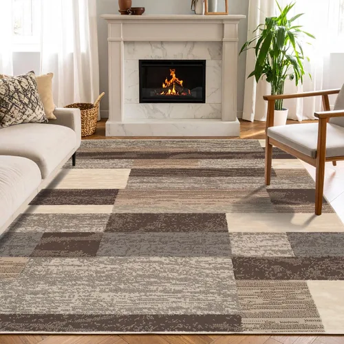 Vista 16 de Superior - Alfombra de pasillo, reverso de yute, moderna, geométrica, para dormitorio, oficina, sala de estar, entrada, suelo de madera dura
