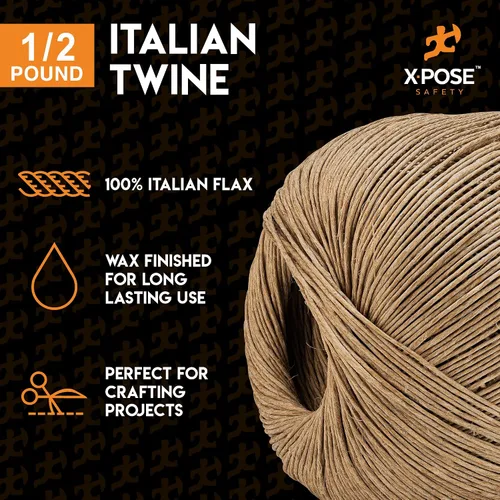 Vista 3 de Xpose Safety Ruby Italian Spring Twine – Cuerda de bola italiana de 4 capas de 1/2 libra – Cinta de tapicería – Cordón recubierto de cera natural