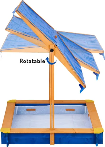 Vista 7 de Teamson Kids Caja de arena de abeto para exteriores de 46 pulgadas x 46