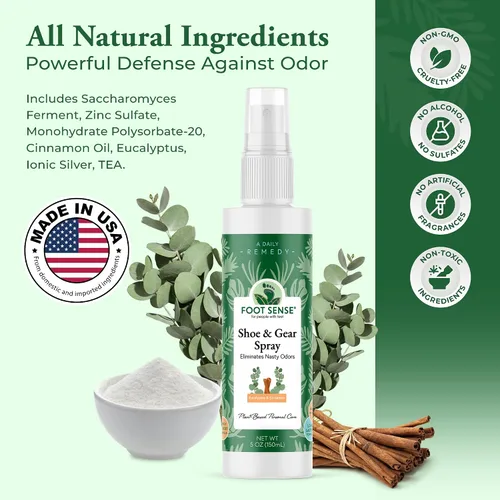 Vista 3 de Foot Sense Desodorizador de zapatos y spray para pies - Eliminador natural de olores de pies y zapatos para pies malolientes, zapatos