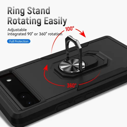 Vista 4 de Funda para Google Pixel 6A 5G con protector de pantalla, grado militar, de doble capa, resistente, a prueba de golpes, cubierta protectora de cuerpo