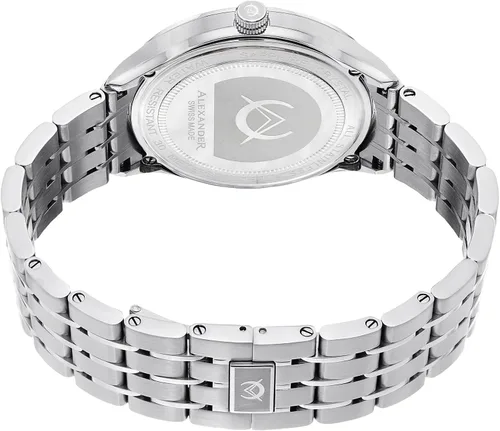 Vista 2 de Alexander Reloj analógico de cuarzo para hombre con correa de acero inoxidable A103B-02, Negro -, Pulsera