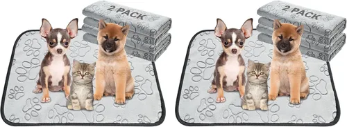 Vista 16 de Qeils Almohadillas reutilizables para cachorros, paquete de 2 almohadillas lavables para orina para perros, almohadilla antideslizante impermeable