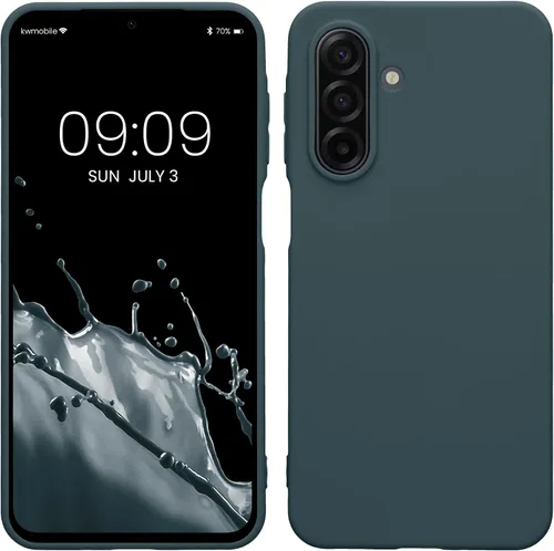 Vista 64 de kwmobile Funda compatible con Samsung Galaxy A12 - Funda protectora de silicona TPU suave y delgada - Azul Báltico