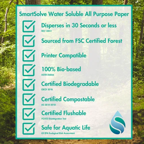 Vista 6 de Papel Soluble en Agua de 3 pts. Se Disuelve Rápidamente en Agua Biodegradable Ecológico Compatible con Impresoras Para Manualidades