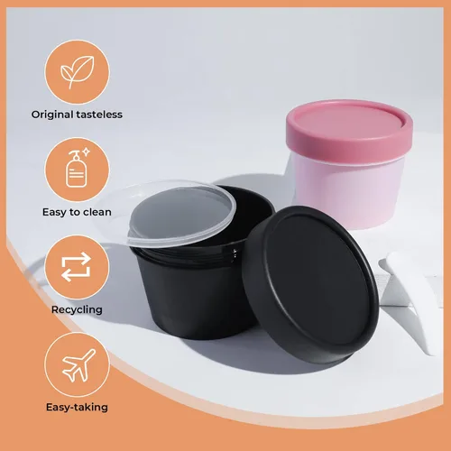 Vista 4 de LONGWAY Tarros de cosméticos vacíos de 3.4 onzas a prueba de fugas, recipiente de plástico de boca ancha con tapas de cúpula para productos