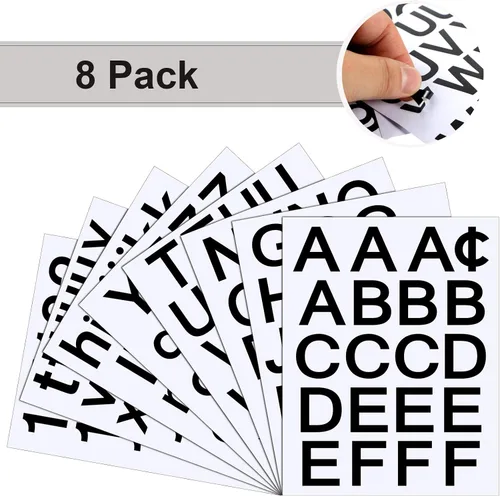 Vista 3 de Outus 8 hojas de calcomanías de letras de vinilo, autoadhesivas, números para buzón, letras del alfabeto, para medias de Navidad, álbumes de Negro