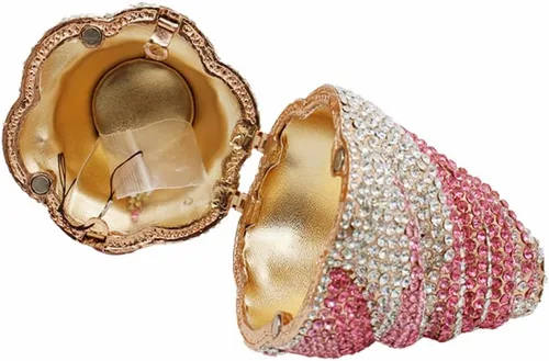 Vista 4 de DJBM Bonito Bolso de Mano con Diamantes de Imitación en Forma de Cupcake, Bolso de Noche con Cristales de Diamante para Mujeres, para Fiesta, Boda