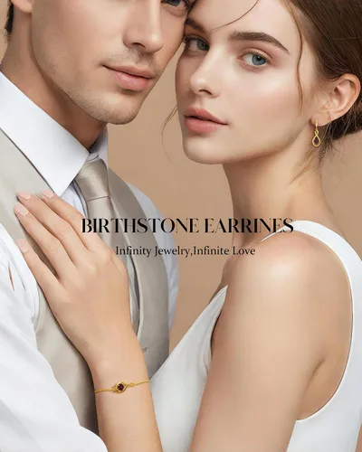 Vista 5 de FANCIME Aretes colgantes de plata de ley 925 con piedras preciosas redondas infinitas, regalos de cumpleaños para mujer