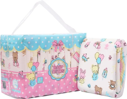 Vista 8 de Littleforbig Pañales impresos para adulto, 10 piezas, Baby Cuties (M 28"-38")