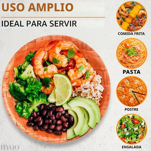 Vista 4 de HYQO - Juego de 6 cuencos de madera para ensalada, 7.9 pulgadas, 9 onzas Marrón
