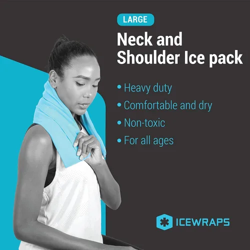 Vista 7 de ICEWRAPS Paquete de hielo para cuello y hombros con cubierta y paquete grande de terapia de frío de 12 x 21 pulgadas con cubierta, paquete