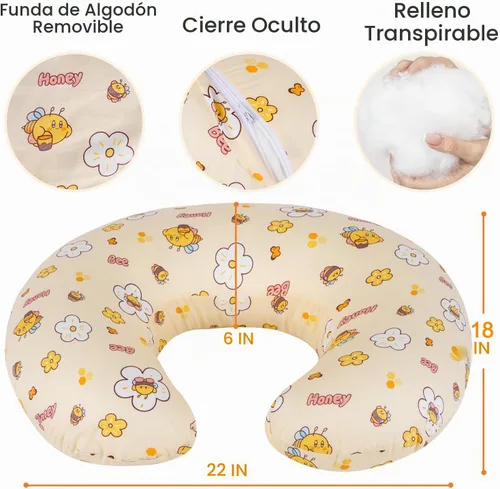 Vista 5 de x-vesolje Almohada de lactancia para bebés para lactancia, almohada ajustable para alimentación con biberón, almohada de apoyo de lactancia