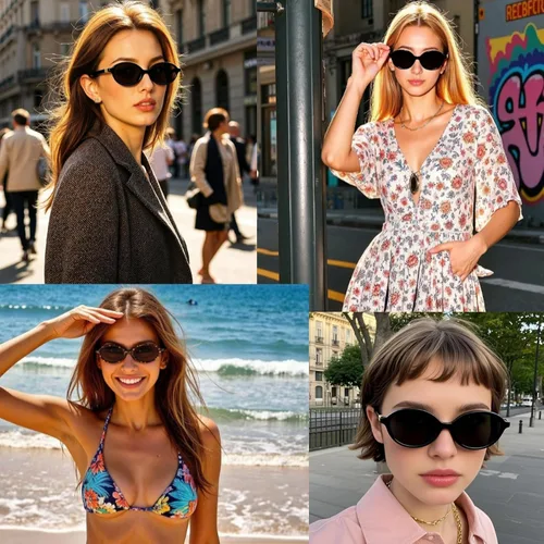 Vista 3 de Gafas de sol ovaladas retro para mujer, gafas de sol vintage ojo de gato para caras pequeñas Y2K Trending