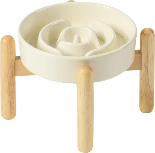 Vista 19 de Havniva Cuencos elevados para perros de alimentación lenta, 6.1 pulgadas 1 x café marrón - C