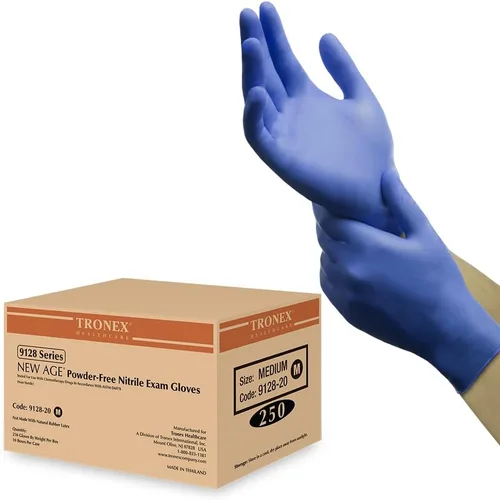 Vista 8 de TRONEX Chemo-Rated Fingertip-Textured Blue Nitrile Exam Gloves, Blue Medical Nitrile Gloves