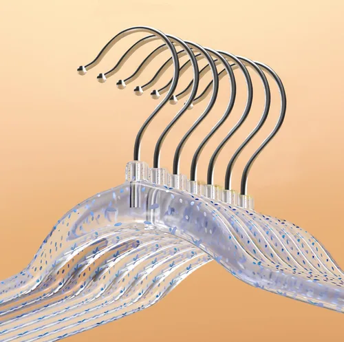 Vista 6 de Percha de plástico brillante, 20 perchas de acrílico transparente con purpurina, colgador de ropa ultrafino para trajes de vestir (BL)