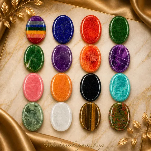 Vista 6 de GEMSCITE Piedras antiestrés del pulgar metafísicas con gemas preciosas para sanación con cristales Reiki, para hombres y mujeres, regalo Feng Shui
