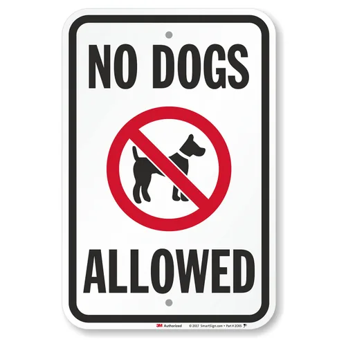 Vista 7 de SmartSign Letrero LawnBoss® con texto en inglés "No Dogs Allowed", letrero de aluminio de 10 x 12 pulgadas con estaca de 3 pies