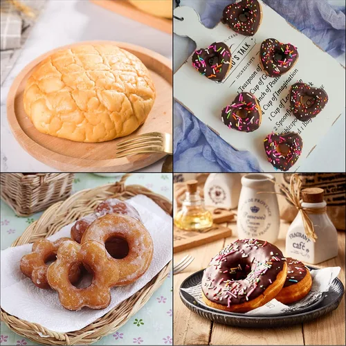 Vista 7 de Paquete de 4 moldes para hacer donas, moldes antiadherentes creativos reutilizables para donas, molde de fondant, pastel, pan, postre, molde